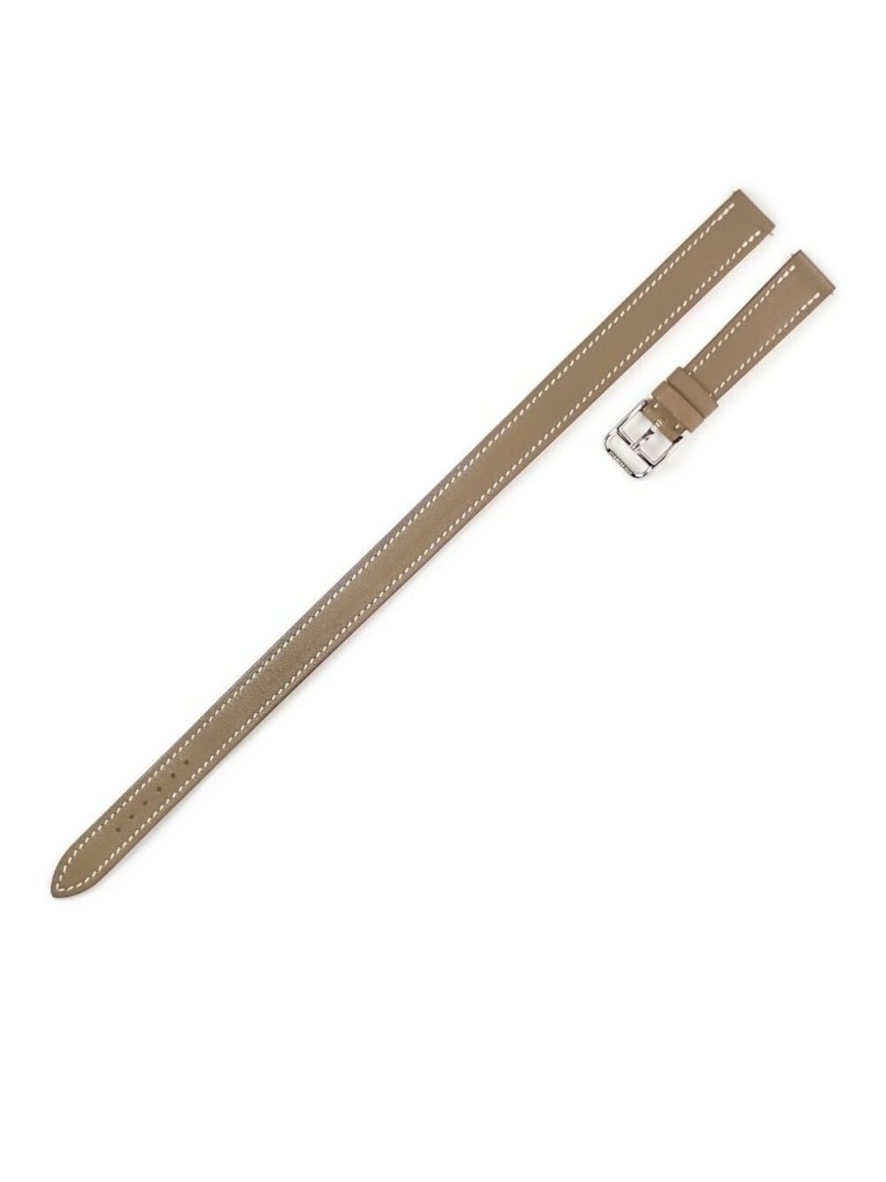 Hermes Watch Parts Leather Band Stainless Steel Greige Strap 14 Double Tour SS
